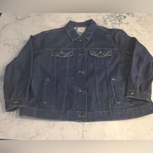 Women's Wrangler Denim Jacket Dark Blue 75 Years Size 2X XXL 100% Cotton EUC